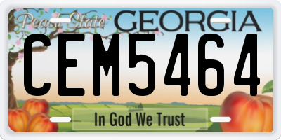 GA license plate CEM5464