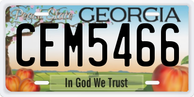 GA license plate CEM5466