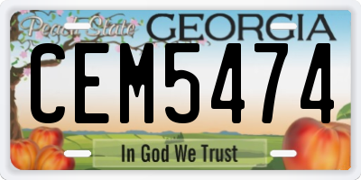 GA license plate CEM5474
