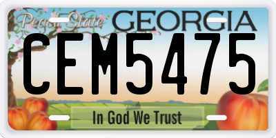 GA license plate CEM5475