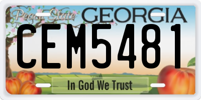 GA license plate CEM5481