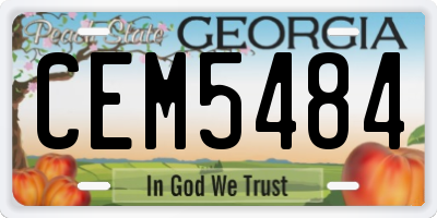 GA license plate CEM5484