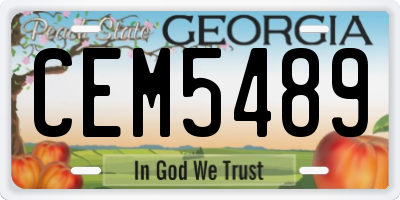 GA license plate CEM5489