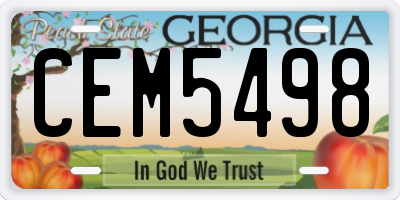 GA license plate CEM5498