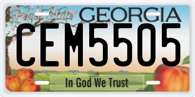 GA license plate CEM5505