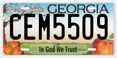 GA license plate CEM5509