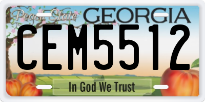 GA license plate CEM5512