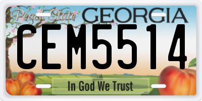 GA license plate CEM5514