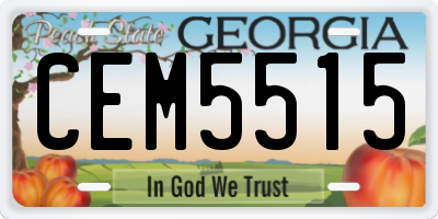 GA license plate CEM5515