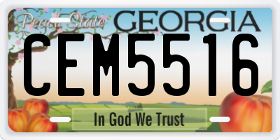 GA license plate CEM5516