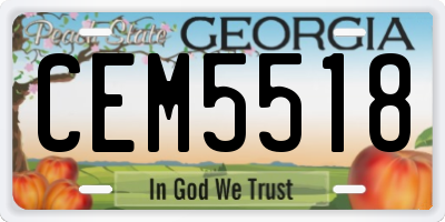 GA license plate CEM5518