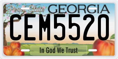 GA license plate CEM5520
