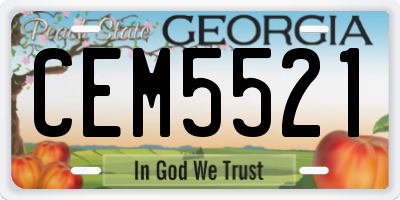 GA license plate CEM5521
