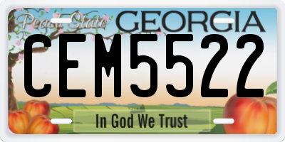 GA license plate CEM5522