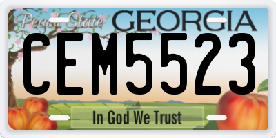 GA license plate CEM5523