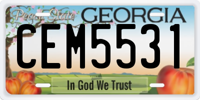 GA license plate CEM5531