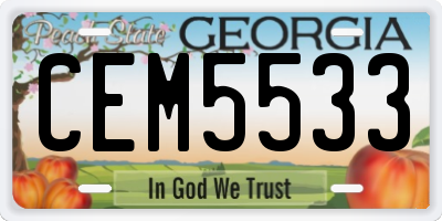 GA license plate CEM5533