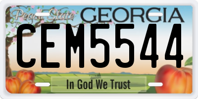 GA license plate CEM5544