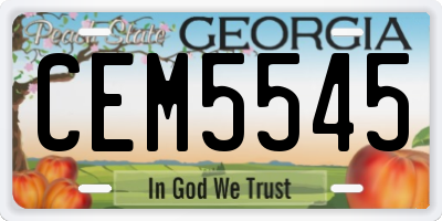 GA license plate CEM5545