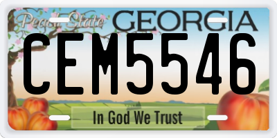 GA license plate CEM5546