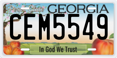 GA license plate CEM5549