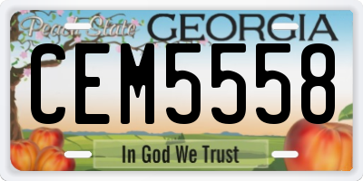 GA license plate CEM5558