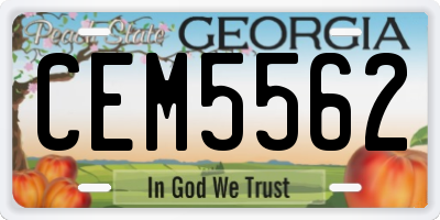 GA license plate CEM5562