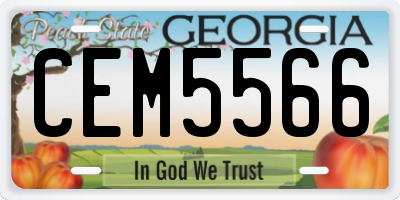 GA license plate CEM5566