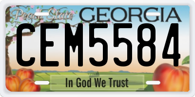 GA license plate CEM5584