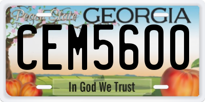 GA license plate CEM5600