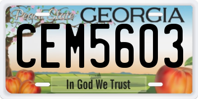 GA license plate CEM5603