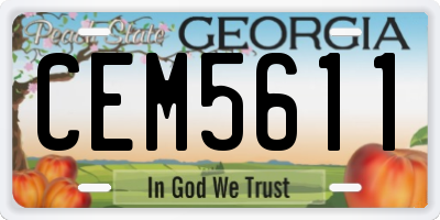 GA license plate CEM5611
