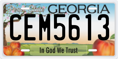 GA license plate CEM5613