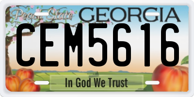 GA license plate CEM5616