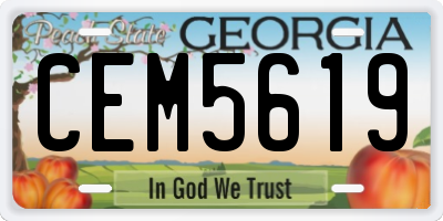 GA license plate CEM5619