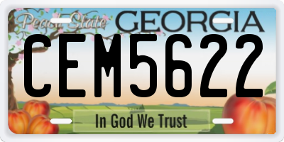 GA license plate CEM5622
