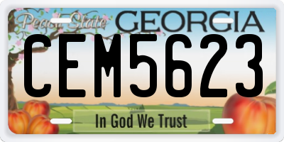GA license plate CEM5623