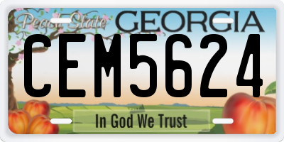 GA license plate CEM5624