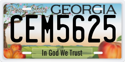 GA license plate CEM5625