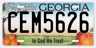 GA license plate CEM5626