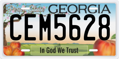 GA license plate CEM5628