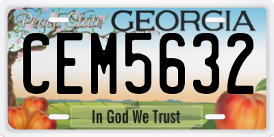 GA license plate CEM5632