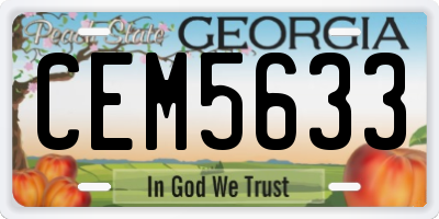 GA license plate CEM5633
