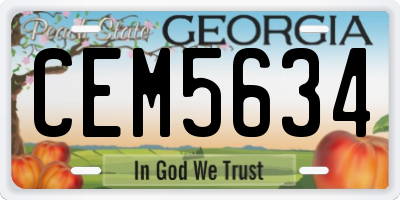 GA license plate CEM5634