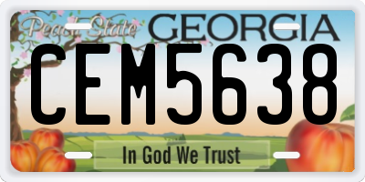 GA license plate CEM5638