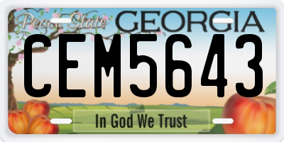 GA license plate CEM5643