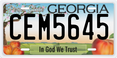 GA license plate CEM5645