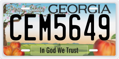 GA license plate CEM5649