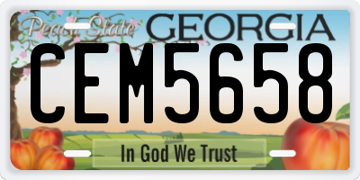 GA license plate CEM5658