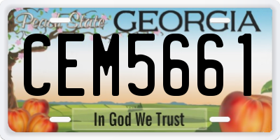 GA license plate CEM5661